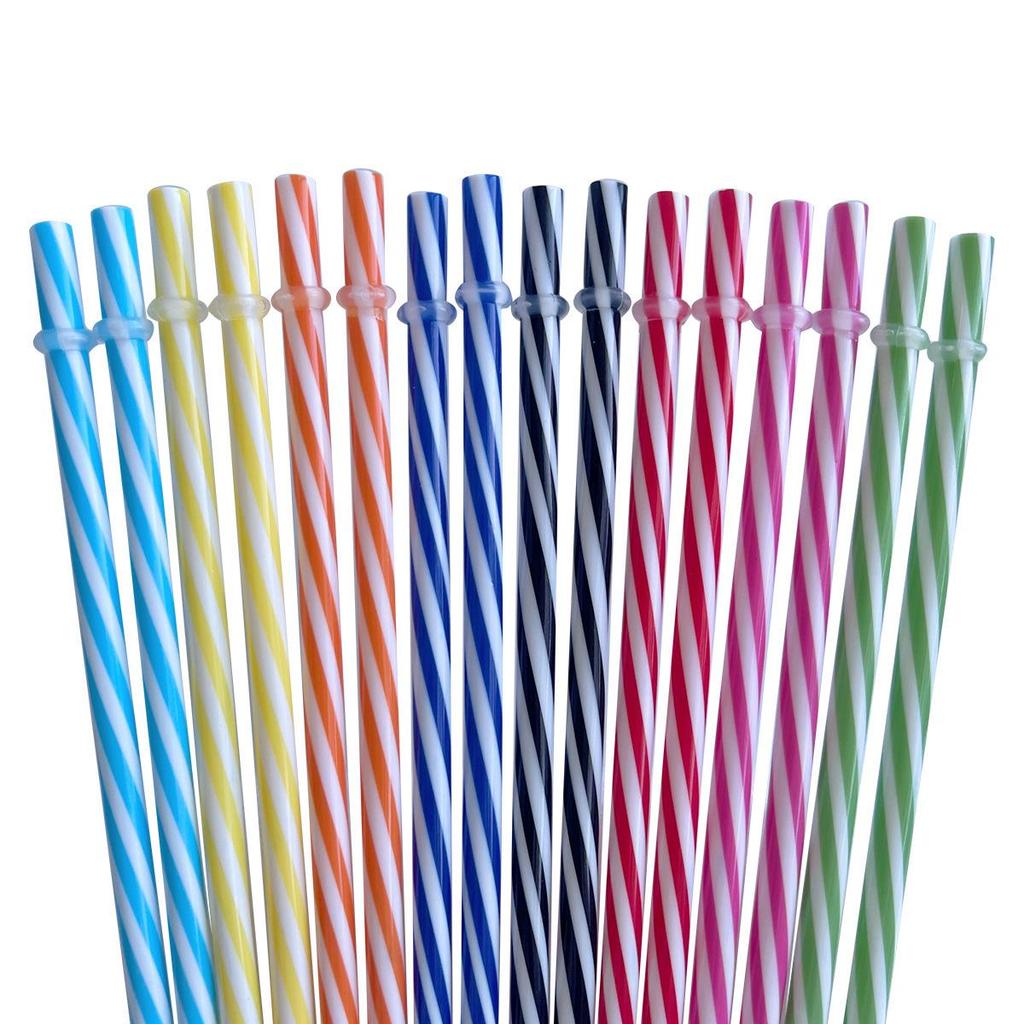 23cm Gold Glitter Reusable Plastic Straw with Ring