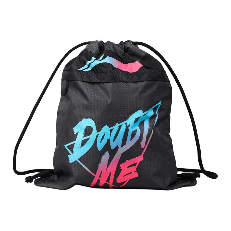 Li-Ning Drawstring Large Capacity Sports Polyester Fitness Storage Basketball Backpack Unisex Backpack Black LPBL949-1 Black