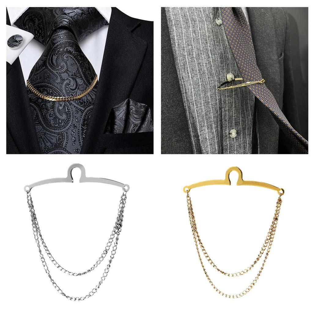 Mens Vintage Tie Clip Shirt Chain Buckle U-Shaped Tie Chain Jewelry Business Banquet Wedding Formal Necktie Accessories
