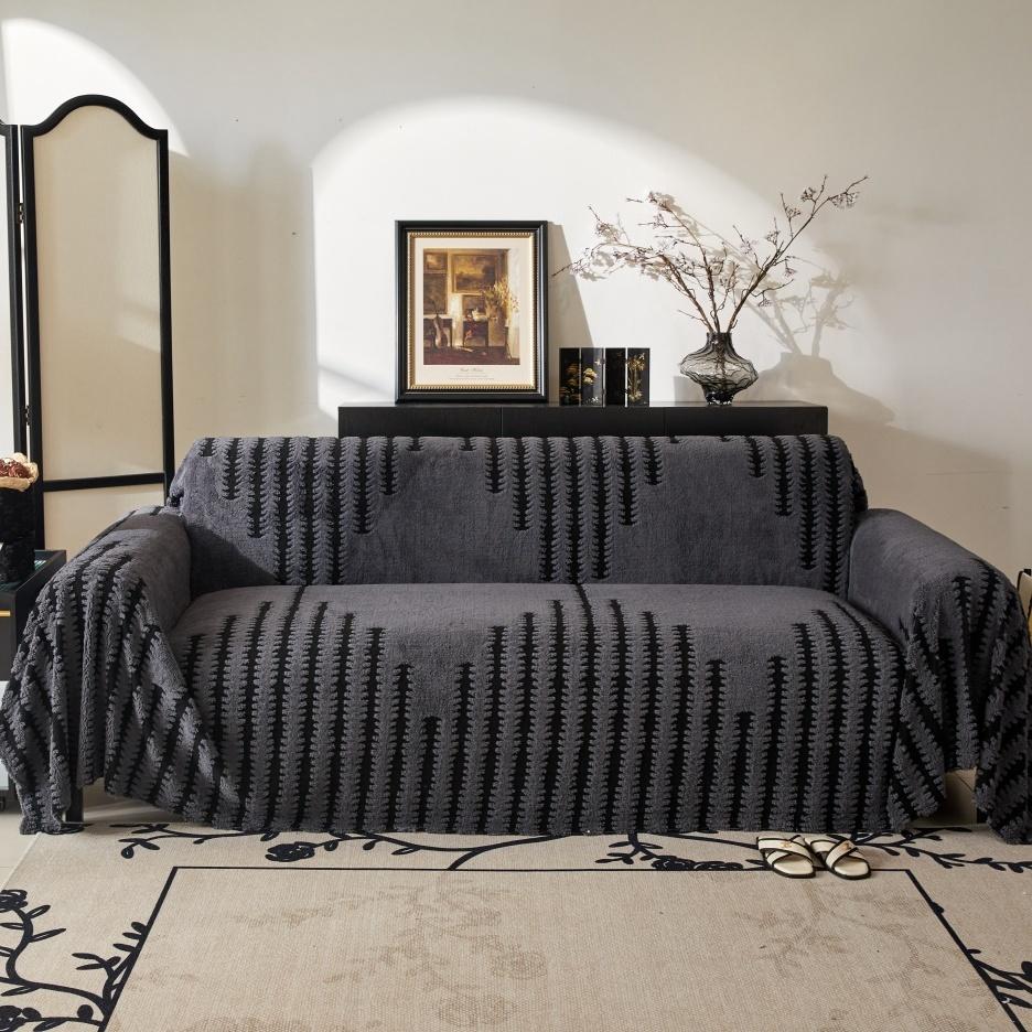 1PC Geometric Graded Wheat Jacquard Tuffed Fleece Soft Warm Sofa Towel Living & Bedding Room Leisure Relax Blanket, Sofa Cover