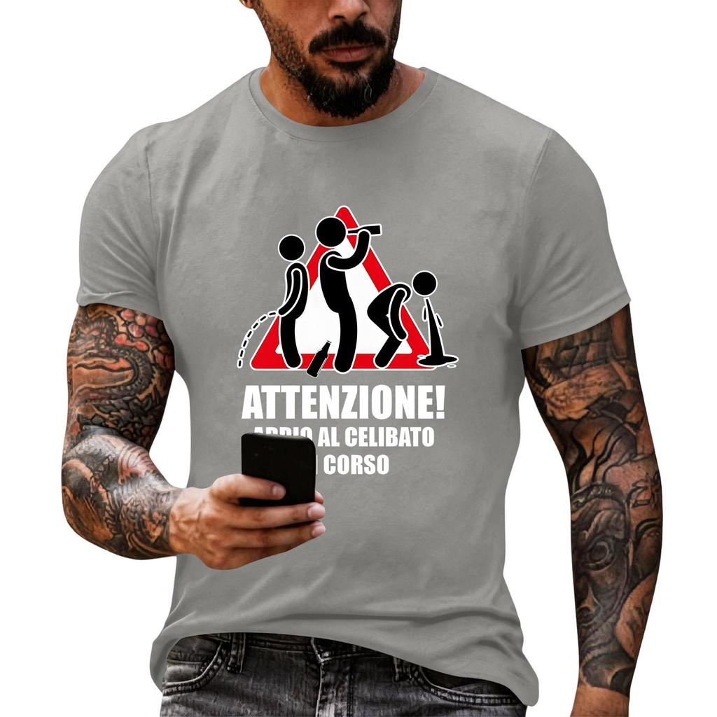 Men's Funny Party T-Shirt – 'Party in Progress' Print, Loose Fit Short Sleeve, Casual Tee for Parties