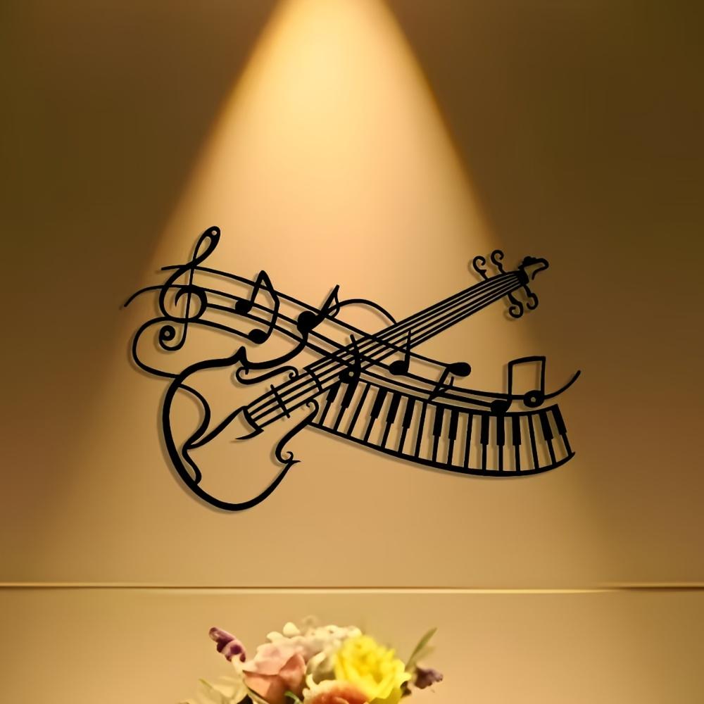 2D Flache Metall Wandkunst Klavier Noten Dekor, 1 Stück Minimalistisches Design für Büro Wohnzimmer Schlafzimmer Terrasse Küche Innenhof Geschäft Lobby Hängend