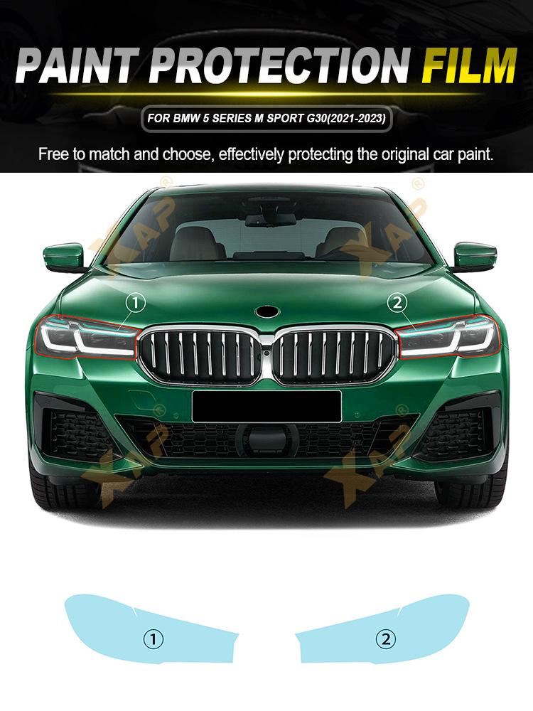 BMW 5 Series G30 TPU Transparent Protective Film for Headlight & Rearview Mirror