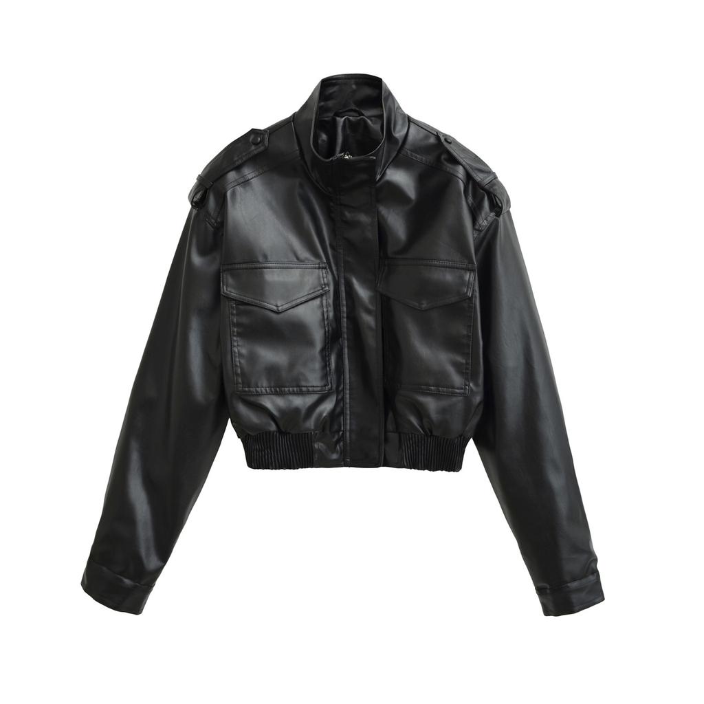 European and American style, new women's clothing, fashionable, casual, imitation leather effect short coat 4749/701