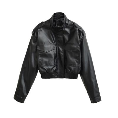 Außenhandel Großhandel Europäischer und Amerikanischer Stil, Französischer Stil, Damenbekleidung, Hochwertige Kunstleder-Effekt Jacke Kurzer Mantel Damen