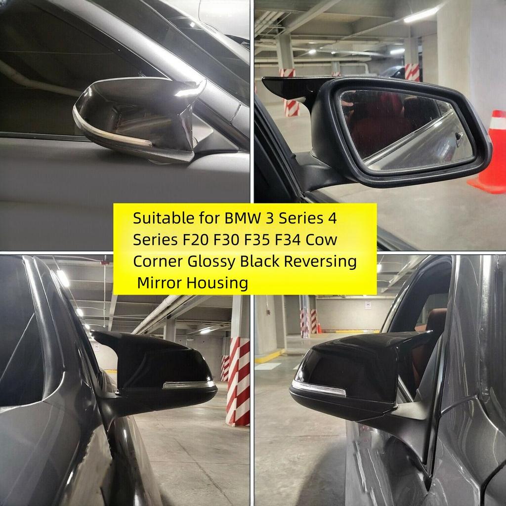 Applicable BMW Rearview Mirror Reversing Mirror Housing, 3 Series 4 Series F20 F30 F35 F34 Bullhorn Glossy Black