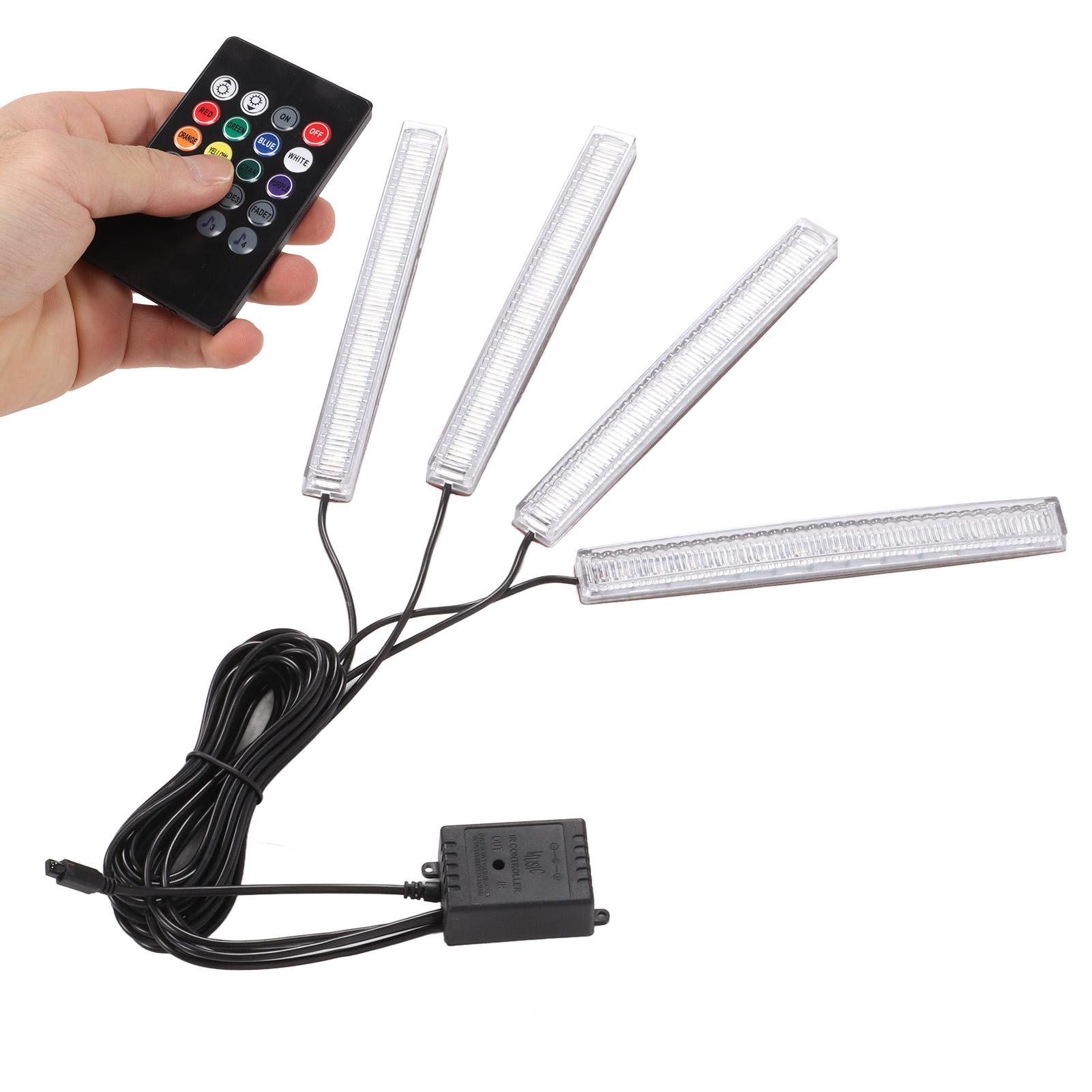 Interior Car Ambient Light 4 Lines Multifunction Microphone Universal Colorful Car Sole LED Lamp