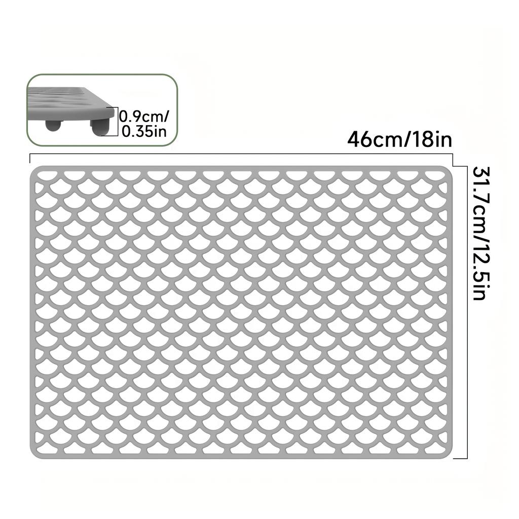 Durable Silicone Sink Drainage Mat, Leak-Proof, Non-Slip Soaking Pad, Hollow Silicone Sink Mat.