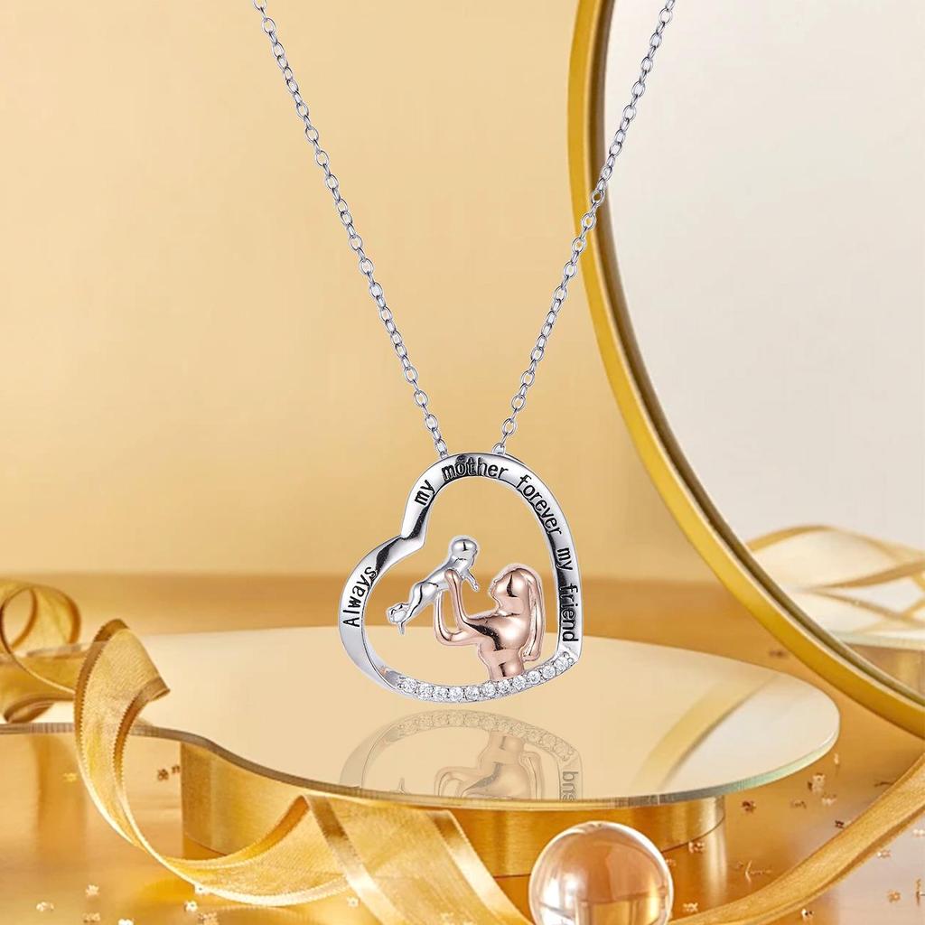 Exquisite necklace with pendant, "embrace of mother and child" jewelry, accessories for women on mother's day