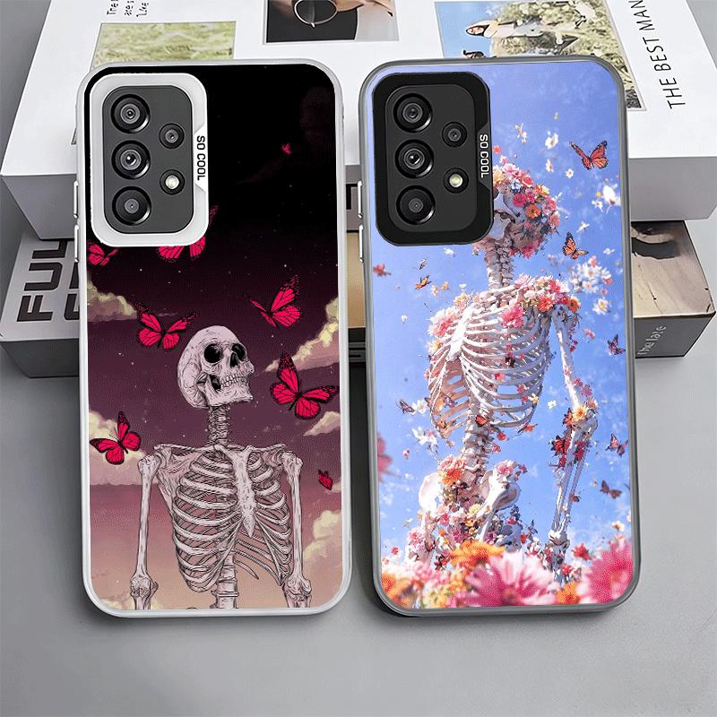 Floral Skull Flower Skeleton Shockproof Phone Case for Samsung A17 A16 A15 A14 A37 A57 A36 A56 A26 A35 A55 A25 A34 A54 A24 A13 A