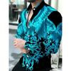 Men's Black Golden Baroque Shirt / Double-Headed Eagle / Light Luxury Business Long Sleeve Lapel