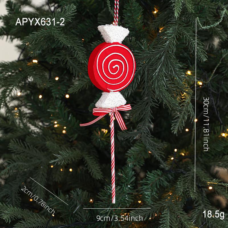 Red & White Plush Candy Christmas Balls Ornaments for Tree Decoration