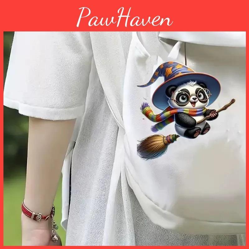 Flat Surface Acrylic Pendant With Magic Panda Riding Broom Design For Christmas