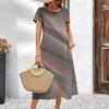 Abiti con Stampa Digitale 3D Donna Estate Manica Corta Scollo O Casual Ampio Vestito