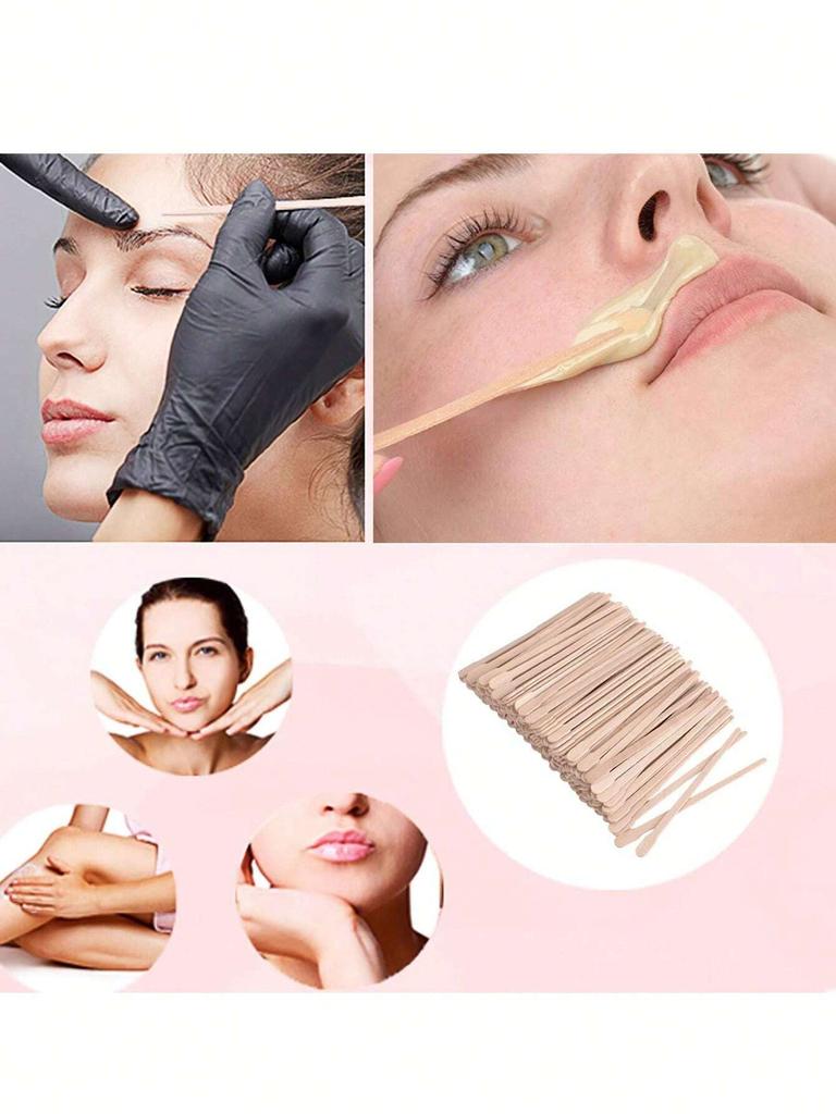 100 Pieces Wooden Wax Sticks - Body Eyebrow, Lip, Nose Small Waxing Applicator Sticks For Hair Removal And Smooth Skin Professional Spa And Home Use