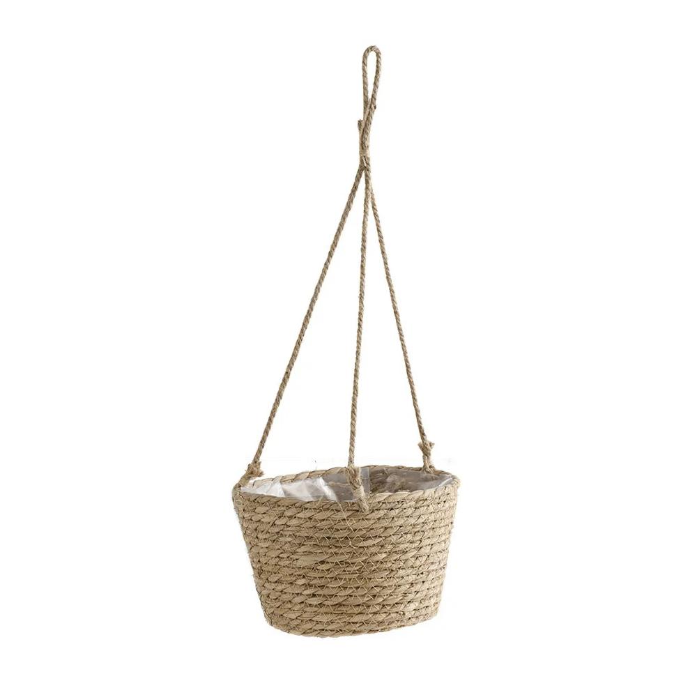 Garden Straw Hanging Basket Planter Twine Woven Flower Basket Rattan Basket Hanging Orchid Pot Pot Hanging Basin