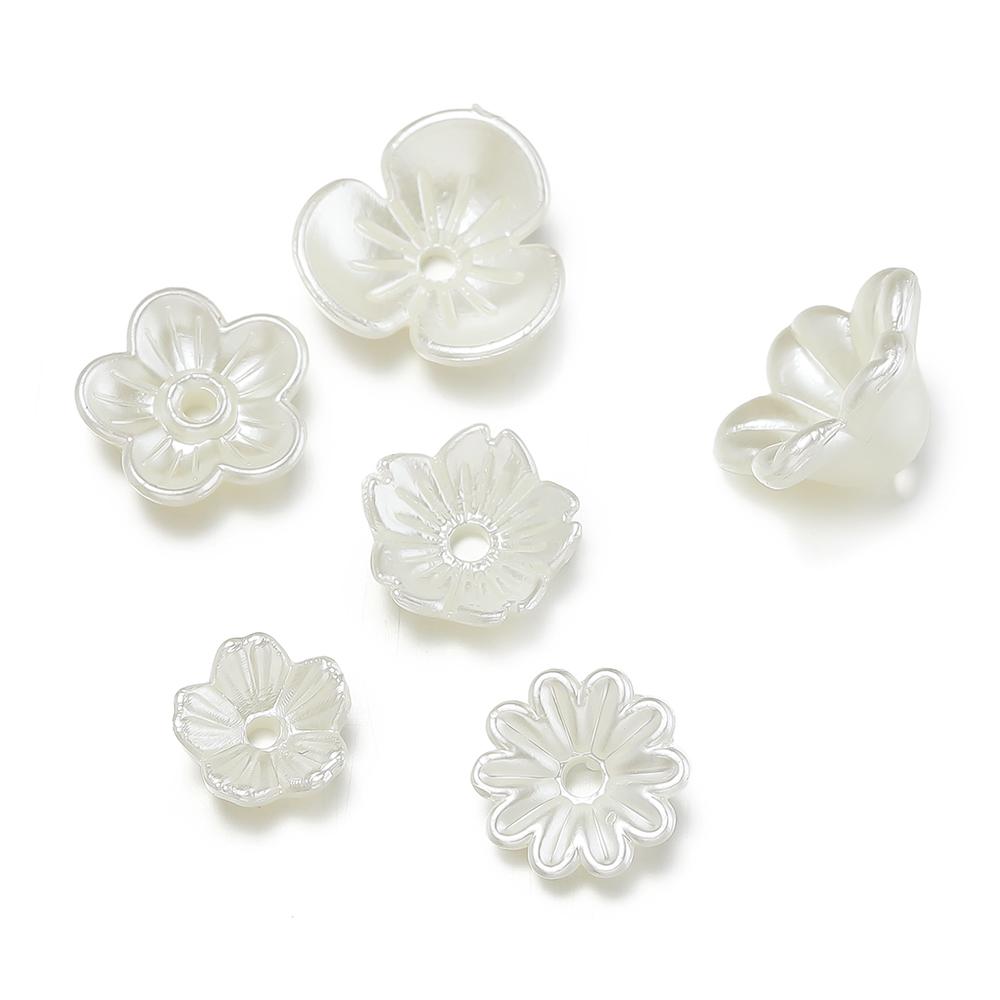 100pcs/Lot ABS Imitation Pearl Flower Spacer Beads End Caps Charms Pendant for DIY Bracelet Necklace Jewelry Making Supplies