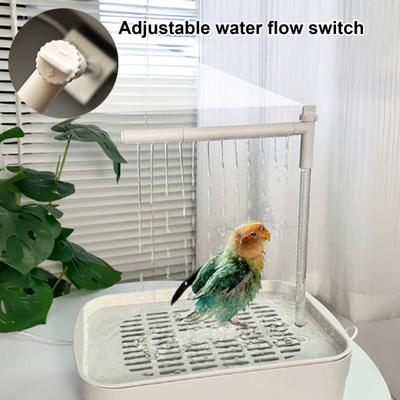 Parrot Bathtub with Pump Automatic Circulating Water Birds Shower Fountain USB Powered Parakeet Bath Box for Cockatiel Lovebird Conure Budgie