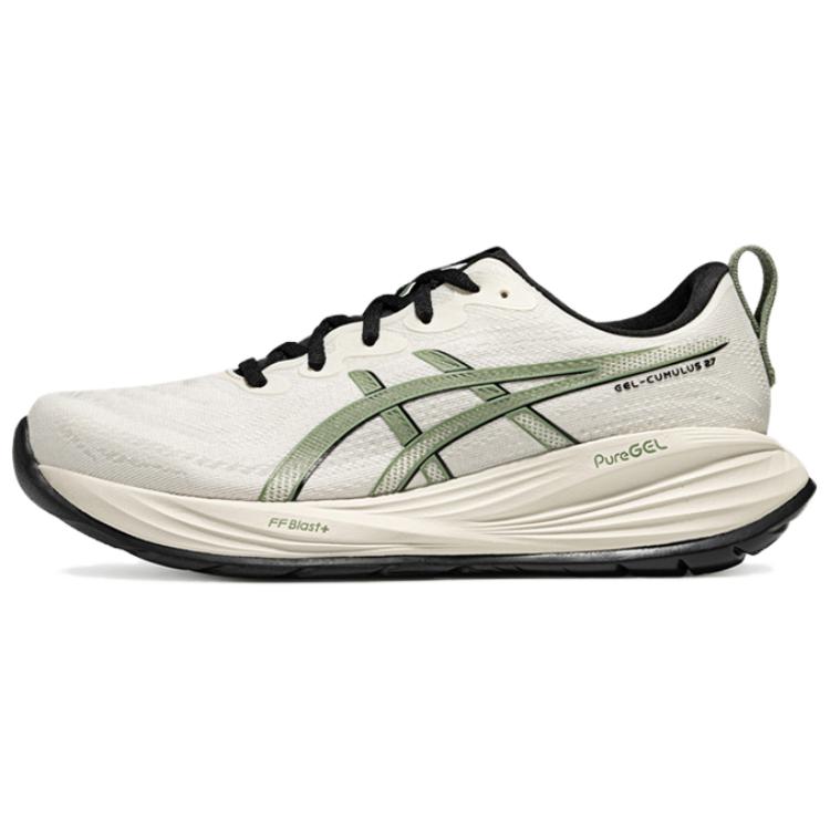 Asics Men's GEL-CUMULUS 27 Running Shoes White Green 1011C092-100