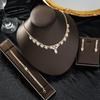 Clavicle Chain Premium Zircon Women'S Earrings Neck Chain Set Necklace Delicate Water Drop Bridal Jewelry Chain
