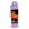 1PC Palm Tree Sunset Brush Stroke Art 750ml Color Plastic Sports Water Bottle Leakproof Flip Straw Lid Suitable for Sports Office Home Use