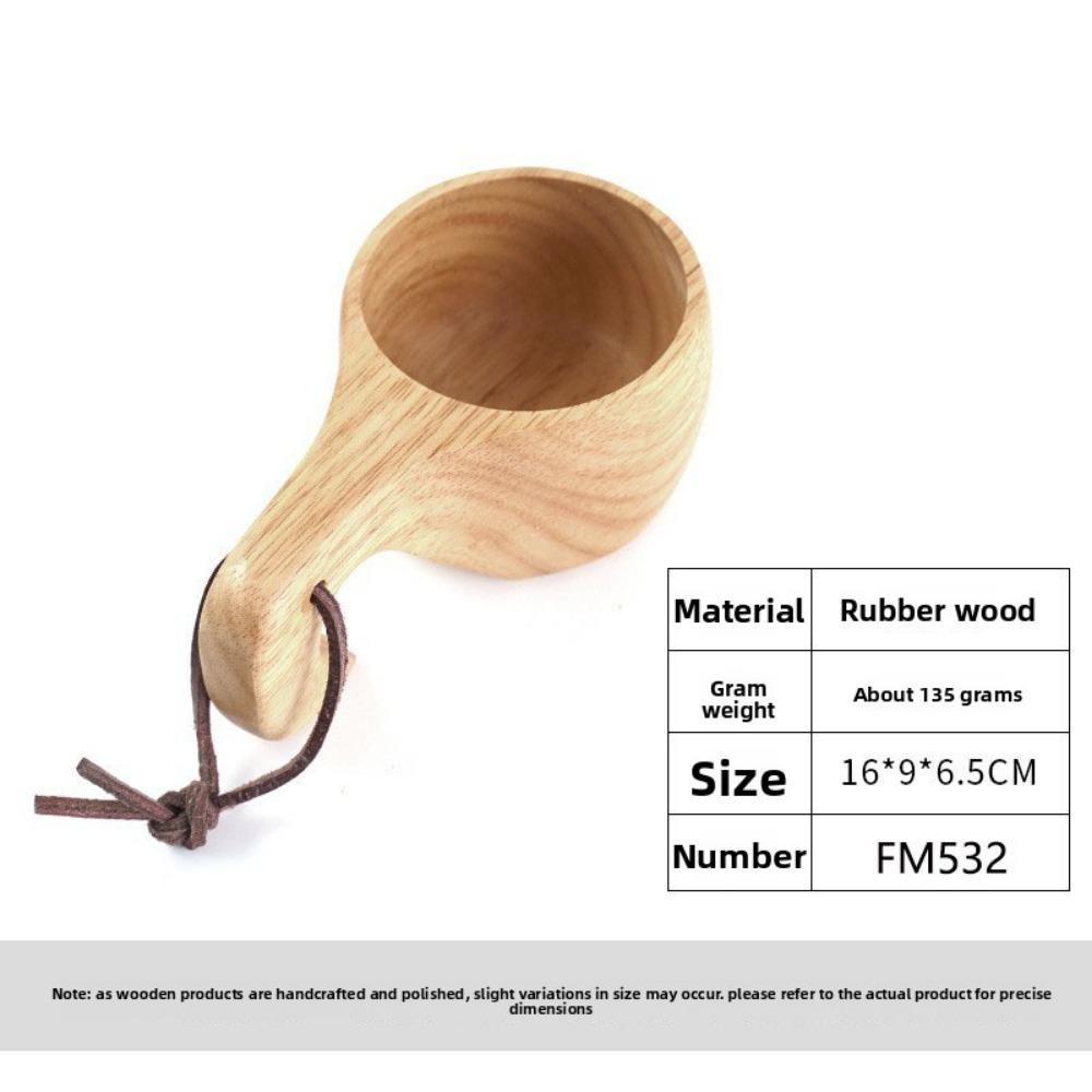 Rubber Wood Cup Creative Nordic Lanyard Milk Cup Handle Coffee Cup Wooden Water Cup