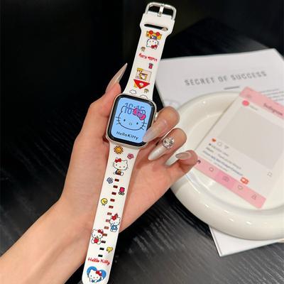 Voor Apple Apple Watch10 Horloge Met Schattige Kt Hello Kitty Iwatch9876Se Siliconen Band