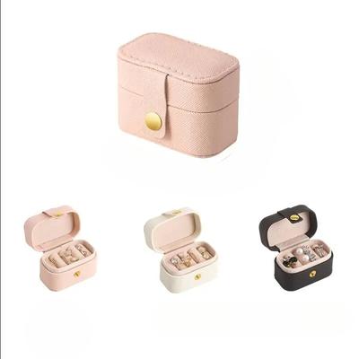 Women Ring Earrings Boxes Single Layer Storage for Ladies Travel Classic Black  Pure Fashion Pink