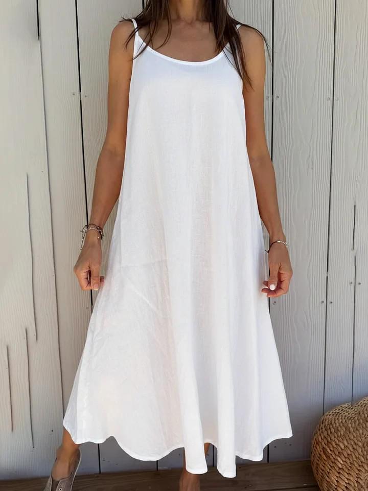 European Summer 2026 Women's Cotton Linen Strappy Dress