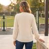 Women's Casual Long Sleeve V-Neck Blouse with Lace Trim, Color