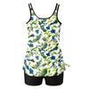 Women’s Two Piece Tankini Set with Floral Print Sleeveless Top and Solid Shorts for Beach Pool Swimwear