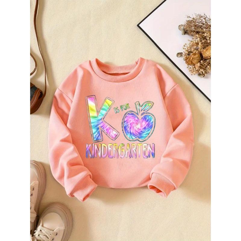 Kids Sweatshirt In The Back-To-School Season,Wear Round-Neck Sweatshirts Featuring Creative Letter Designs, Perfect for Casual Outings
