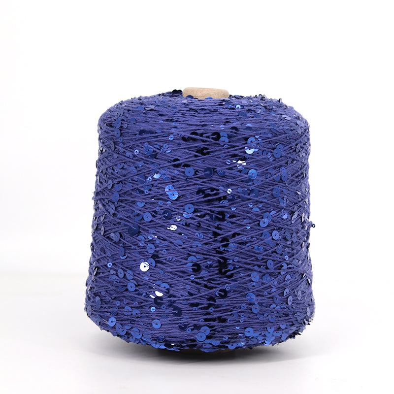 Hand-Knitted Bright Cotton Yarn with Sequins, 3MM+6MM, Combed and Fancy