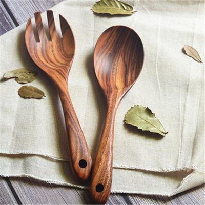 Accessori Cucina Posate Insalata Cena Naturale Forchetta da portata Stoviglie Cucchiai grandi Cucchiaio di legno