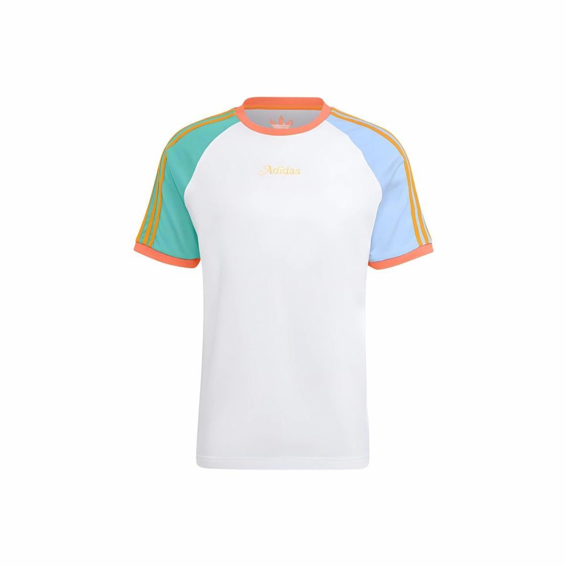 adidas Striped Colorblock Sports Crew Neck Short Sleeve T-Shirt Men’s White XXXL