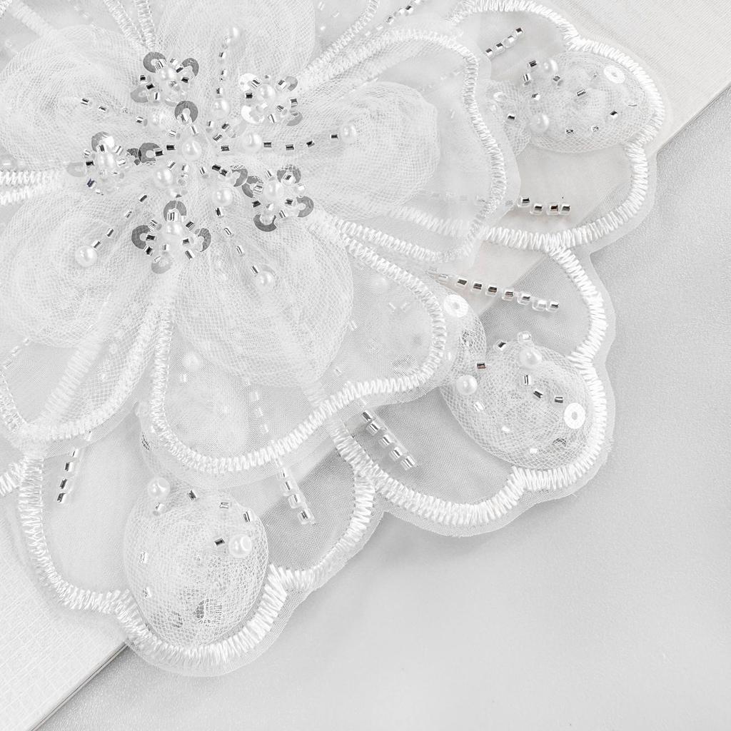 White Organza, Lace, Embroidered Nails, Beads, Sequins, Flower Embellishments, Bags, Dresses, Accessories, Fabric Patches