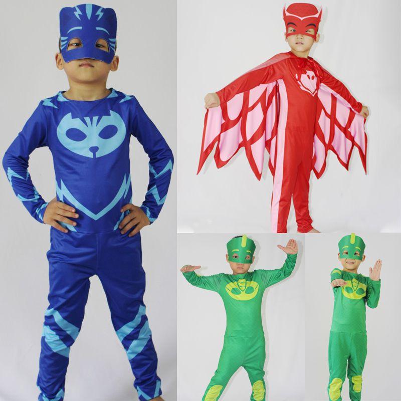 Noblekids Pj Mask Costume Featuring Colorful Catboy Owlette Gekko Jumpsuit For Kids