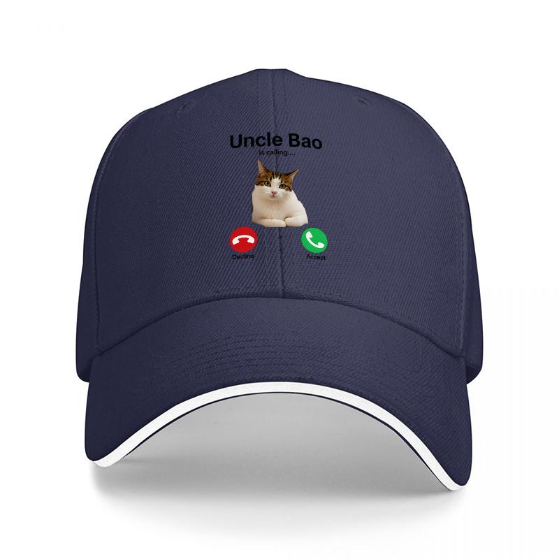 Cute Rabbit Call Design Baseball Cap Black Mesh Adjustable Hat with Fun Animal Pattern and Phone Icons for Casual Wear