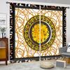 2 Panel Gold Black Curtain Pattern Geometric Curtain for Bedroom Living Room Floor-to-ceiling Window Shutters Blinds Grommet Top