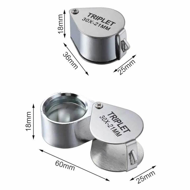 Loupe de poche 10-30X, Loupe de bijoux pliable en diamant Lupa triple bijoutier outil de verre pour les yeux Loupe de lecture