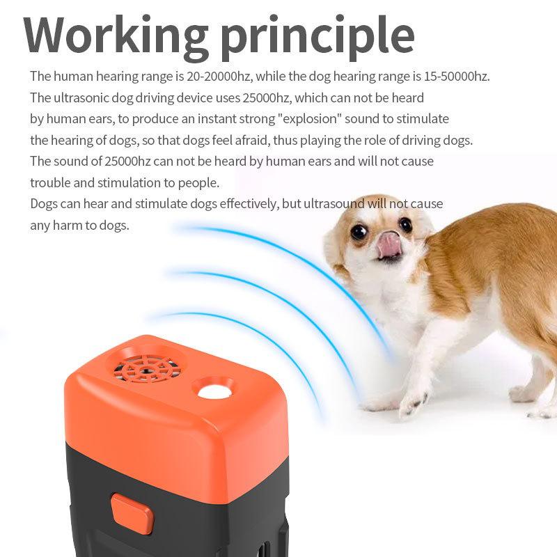 Portable Smart Ultrasonic Dog Bark Stopper with LED Flashlight, Universal for Training Small and Large Dogs