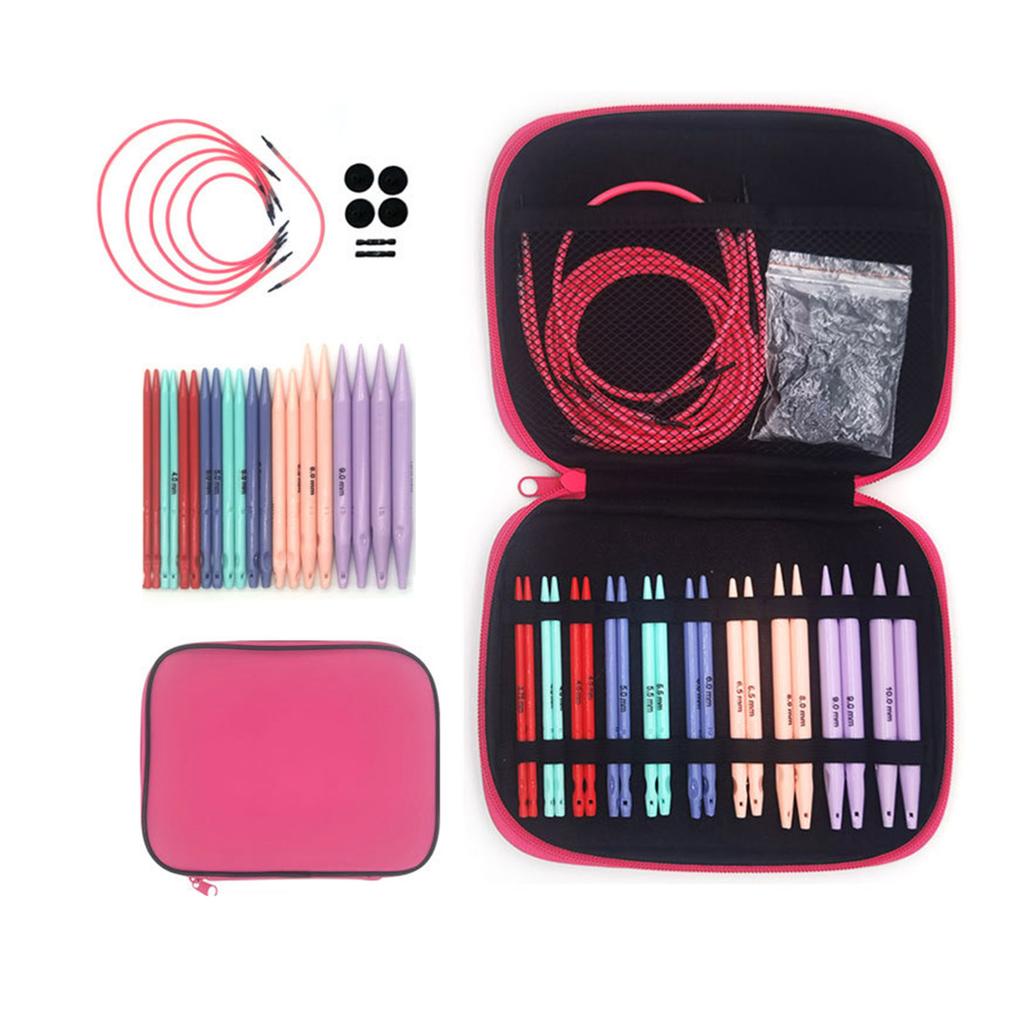 10Pairs Interchangeable Circular Knitting Needle Set 3.75mm-10mm ABS Circular Knitting Needle Set with Leather Case