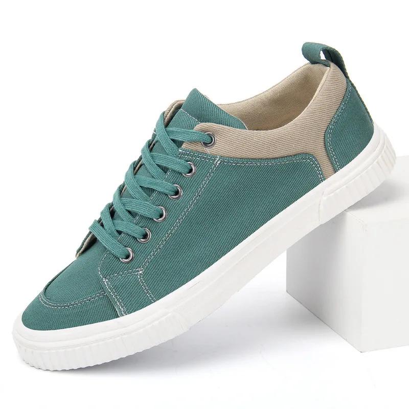 Fashion Men's Sneakers Spring Canvas Shoes Breathable Lace Up Casual Men Versatile Flat Bottomed Cloth Shoes Anti Skateboard Shoes Tenis