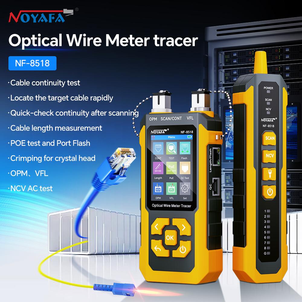 NOYAFA NF-8518 Network Cable Tester Cable Tracker with OPM VFL PoE Checker Measure Length Tester Cable Finder Network Tools