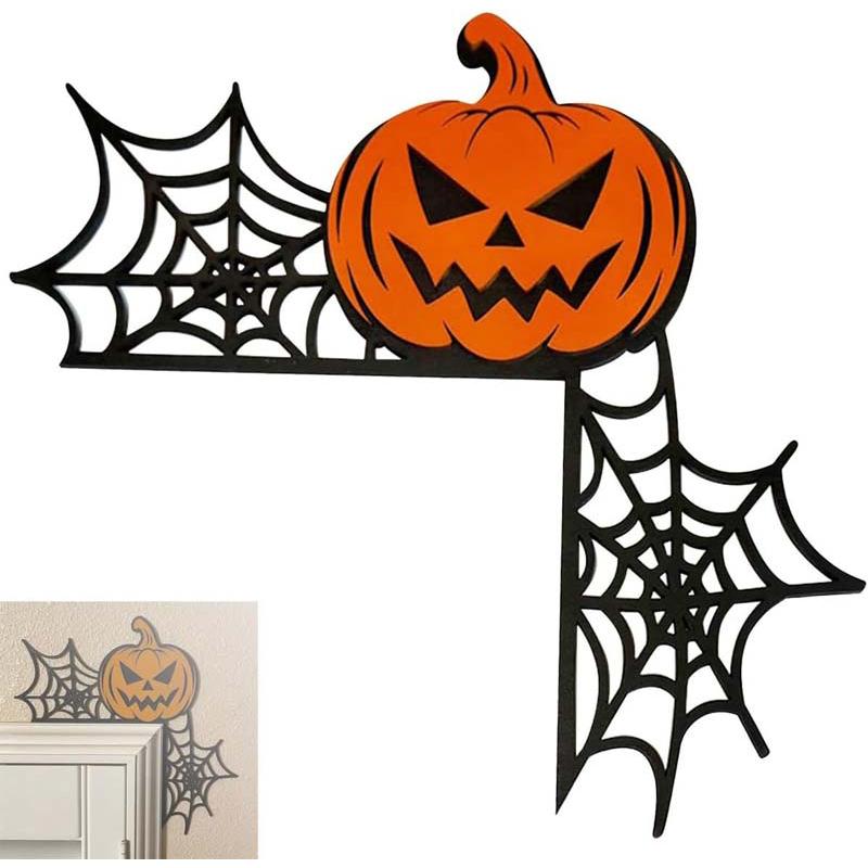 

Украшение дверной рамы на Хэллоуин, декор углового знака на дверь на Хэллоуин, деревянная дверная рама, настенное искусство, дом, привидение, ведьма, тыква, знак на Хэллоуин Ghost