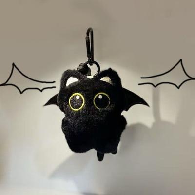 Cute Fish Black Cat Plush Doll Keychain Bib Wings Doll Bag Pendant Strawberry Car Key Ring School Bag Decoration