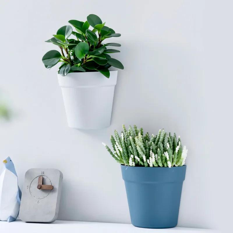 

1pc Wall Mounted Plastic Potted Plant Flowerpot Creative Wall Hanging Planter Semi Circular Small Flower Pot Wall Decoration
