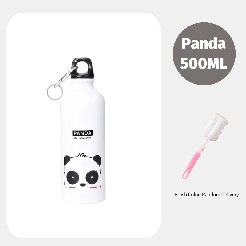 Lovely Animal Outdoor Aluminium Sports Water Bottle for Cycling Camping Hiking Beach School Kids Water Bottle with Handheld Ring