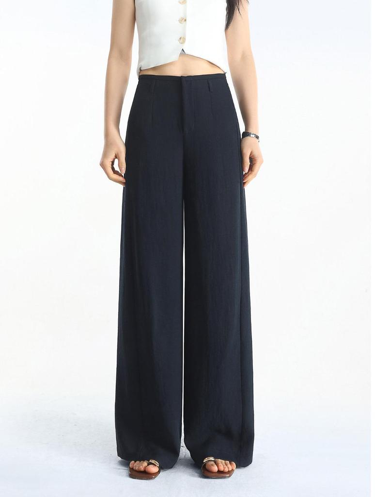 Petite Women's White Linen Wide-Leg Pants - Summer 2026, Lightweight, Wrinkle-Resistant, Extra Long, Casual Fit