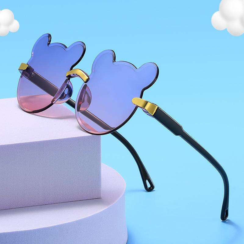 Kids UV400 Sunglasses Fashionable Frameless Bear Lenses Outdoor Eye Protection Shades for Children